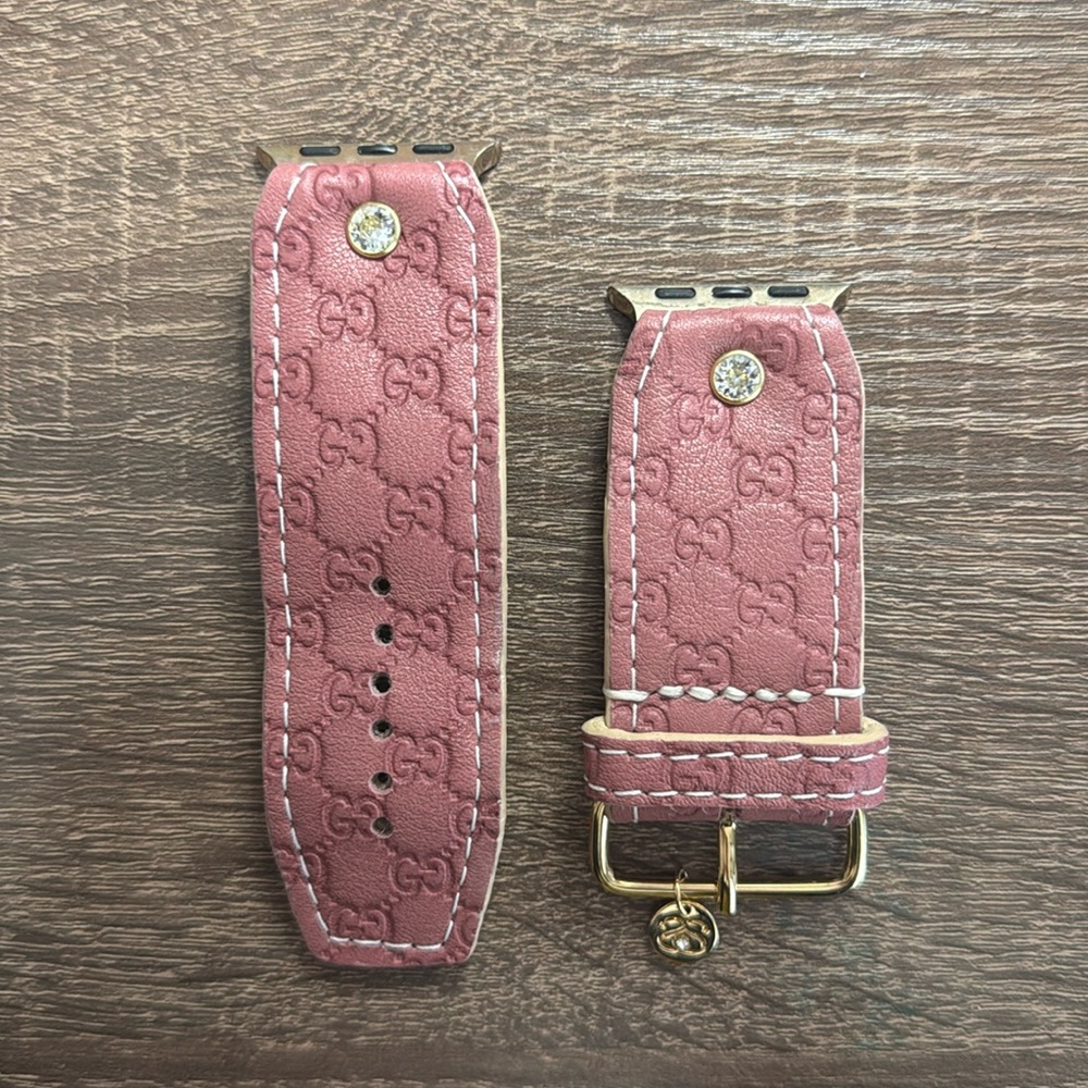Sparkl Apple Watch Band. Mauve Gucci upcycled band.